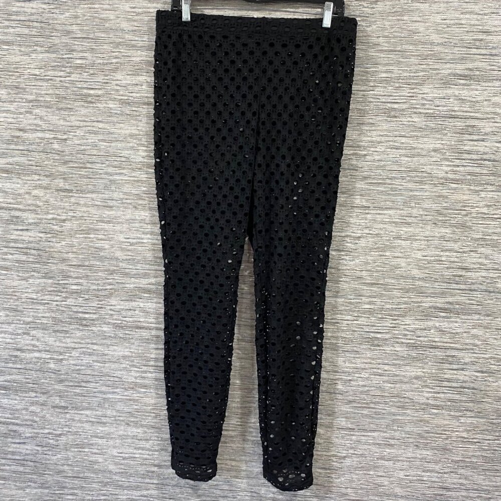 PROMWE Black Eyelet Swimsuit Cover Up Pants 1XL Resort Beach Wear